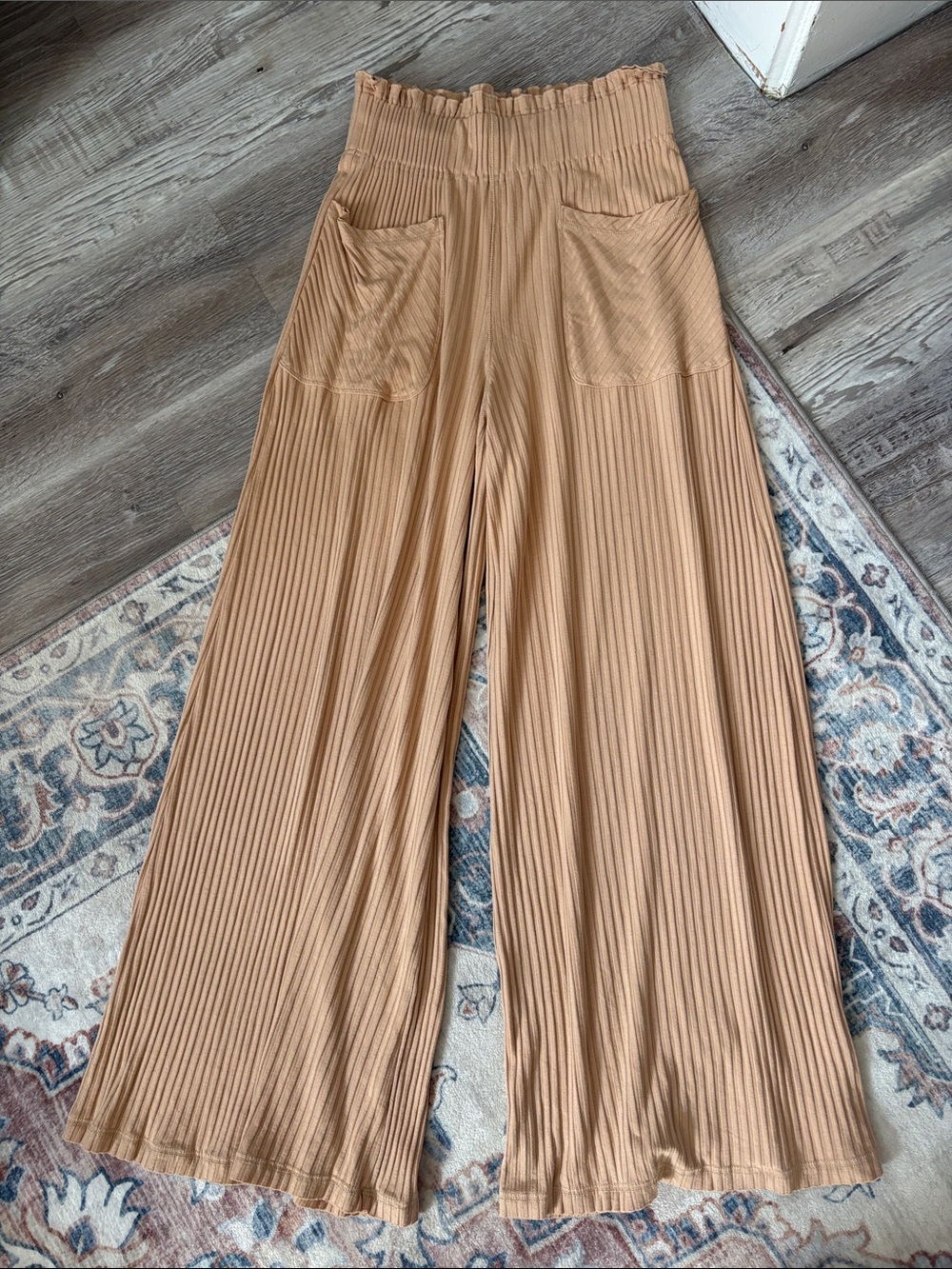 Free People Movement High-Waist Wide Leg Ribbed Pants